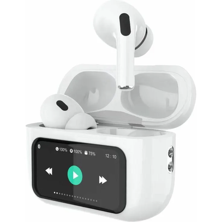 DCU Tecnologic 34152080, Kabellose Bluetooth 5.4 Kopfhörer mit Touchscreen, Weiss, 30 Stunden Wiedergabezeit, Geräuschreduzierung, Equalizer-Modi, Suchfunktion