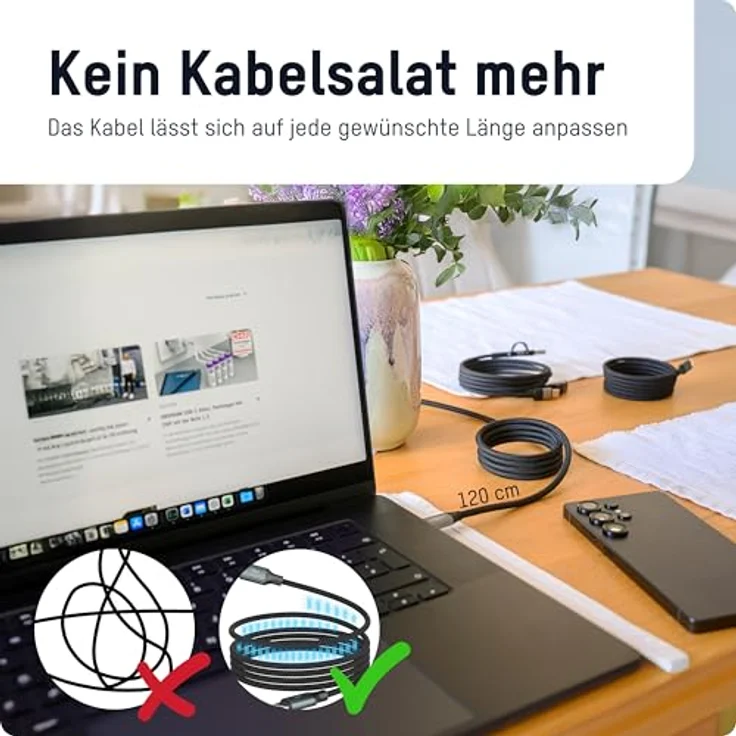 ANSMANN USB C Kabel, magnetisches Schnellladekabel 60W, 120cm für iPhone 15/16 Pro, Samsung, Android, Huawei, mit Schnellladefunktion und Magnetverschluss – Bild 2