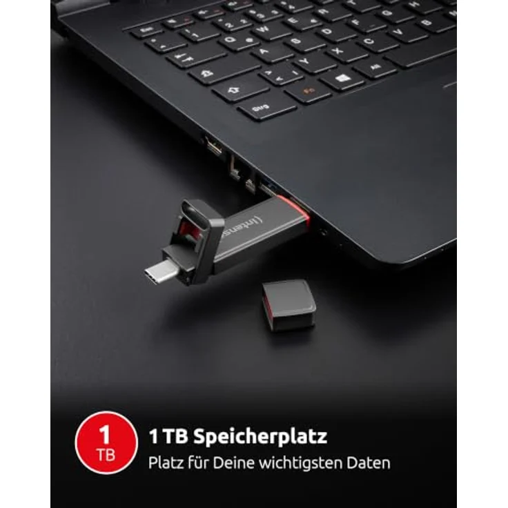 Intenso SSD-USB-Speicher UX100, 1 TB, anthrazit, USB 3.2 und USB C, schockresistent, geräuschlos – Bild 4