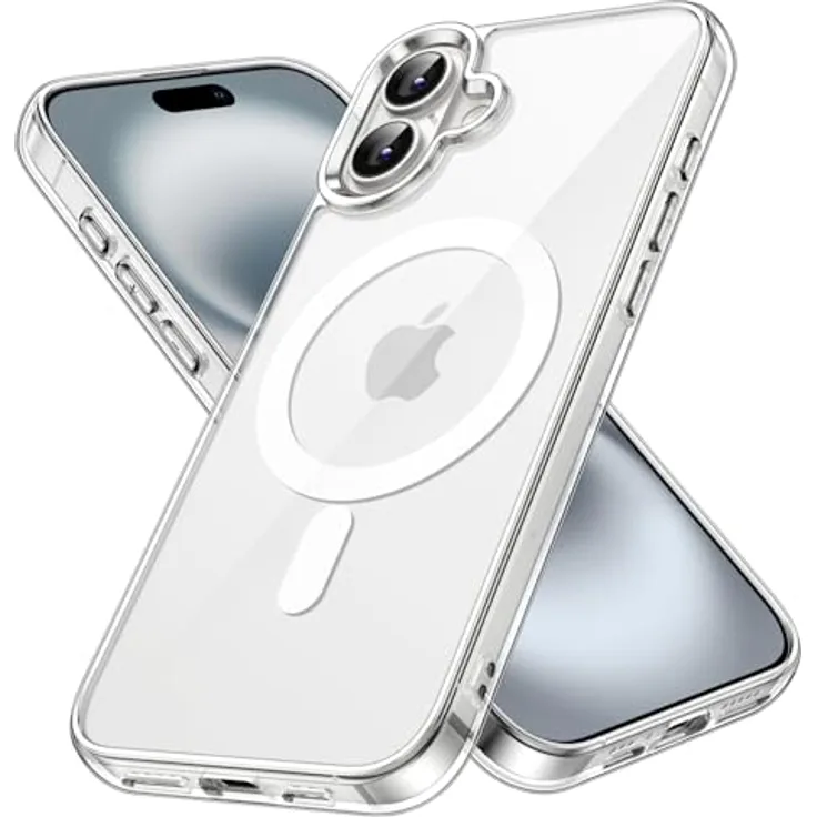 JETech Magnetisch Hülle für iPhone 16 (6,1 Zoll), Stoßfest, Anti-Kratzer, Transparente Rückseite, Kompatibel mit MagSafe
