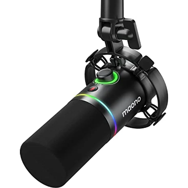 MAONO PD200X, XLR/USB Podcast Mikrofon mit RGB-Beleuchtung, dynamischer Kapsel, TIPP-zu-Stummschaltung und Kopfhöreranschluss, Metall, für Streaming und Voice-Over – Bild 1