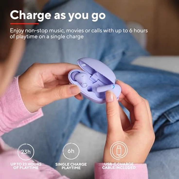 Trust Yavi Enc Earbuds, kabellose In-Ear Kopfhörer in Lila mit hochwertigem Sound – Bild 3