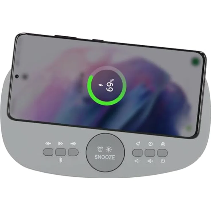 AIC AIC 28 BT grau Radiowecker mit Bluetooth, USB-Ladeanschluss, induktivem Laden und Dual-Alarm-Funktion – Bild 2