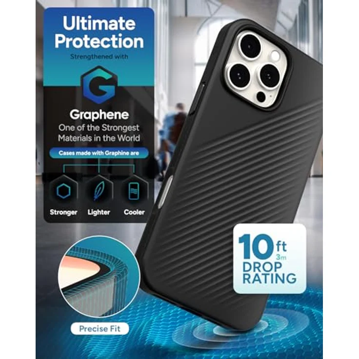 ZAGG Luxe Snap, Graphen-verstärkte Hülle für iPhone 16 Pro Max [6.9-Inch], MagSafe kompatibel, stoßfest, Abdeckung für die Rückseite (Schwarz) – Bild 4