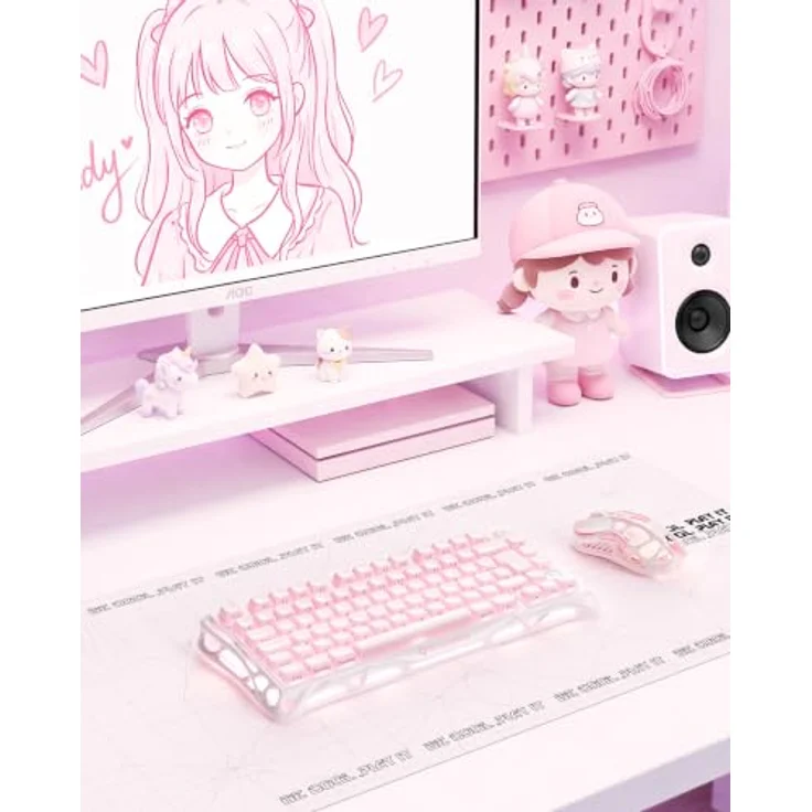 GravaStar Mercury K1, mechanische Gaming Tastatur mit QWERTZ Layout (DE), rosa, 75% Layout, RGB-Anpassung, kabellos, Kailh Switches – Bild 2