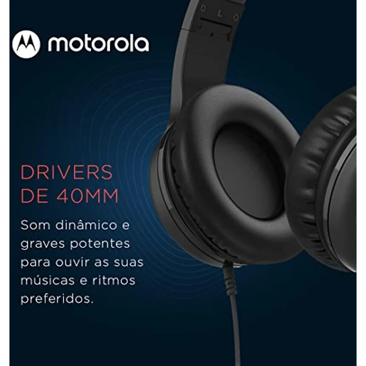 Motorola Sound Moto XT120 - Kopfhörer mit Kabel - Over-Ear-Kopfhörer - 120 cm Kabel - Faltbares Design - Passive Geräuschisolierung - Schwarz – Bild 3