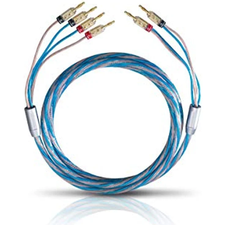 Oehlbach Bi Tech 4B 300 - Lautsprecherkabel-Set Bi-Wiring versilbert 2x2,5/2x4,0 mm² mit Banana-Verbinder - 2 x 3 m - blau/Kupfer – Bild 1