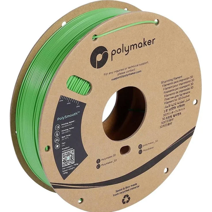Poly PolySmooth 1.75 mm 0.75 kg, Filament für eine extrem glatte Oberfläche (PVB), Grün, 3D-Druckmaterial