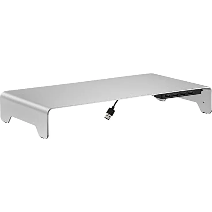 mywall Monitorständer HT46L aus Aluminium mit rutschfesten Silikonpads, Monitorerhöhung mit 4 USB 2.0 Anschlüsse, Bildschirmständer für Bildschirme und Laptops 11-32 Zoll, Belastung bis 10 kg