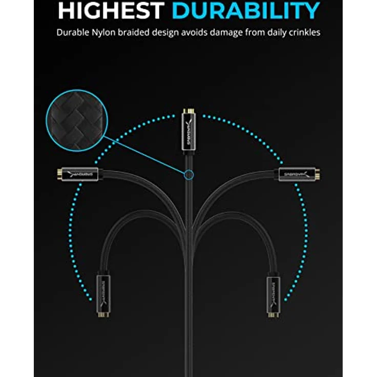 Sabrent USB-C auf kopfhörer | USB TYP C auf Klinke 3,5 mm | USB Externe Soundkarte | Audio zu USB Adapter | USB soundkart konverter for Samsung Galaxy, PS4, PS5, Windows und Mac, 50cm Kabel (CB-UC35) – Bild 3