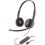 Poly Headset Blackwire C3220 Stereo USB-C/A, Ergonomisches Design mit idealer Klangqualität, schwarz