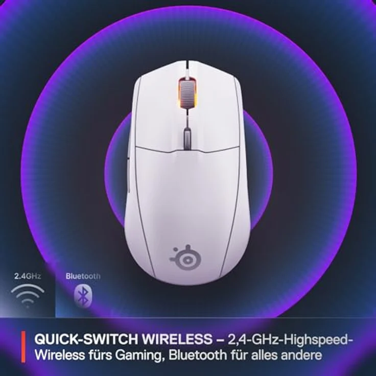 SteelSeries Rival 3 Wireless Gen 2, Gaming-Maus mit 2,4 GHz und Bluetooth, 18.000 DPI TrueMove Air-Sensor, 200 Std. Akkulaufzeit, ultraleicht, PTFE-Gleitfüße, Weiß – Bild 3