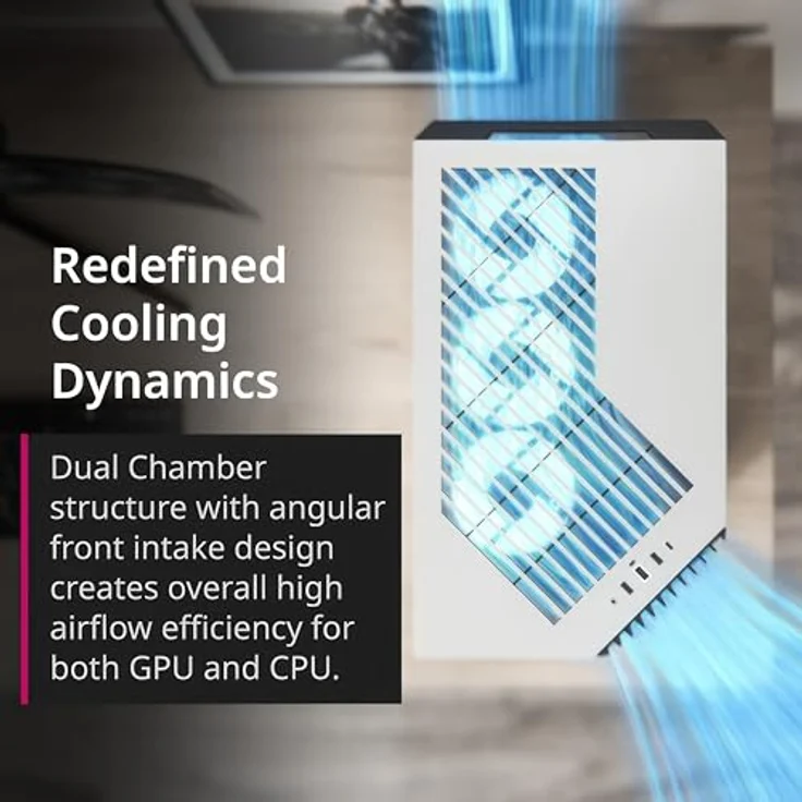 APNX V1 PC-Gehäuse, Midi-Tower, ATX, Tempered Glass - schwarz / weiß, extravagantes Design mit Panoramafenster – Bild 2