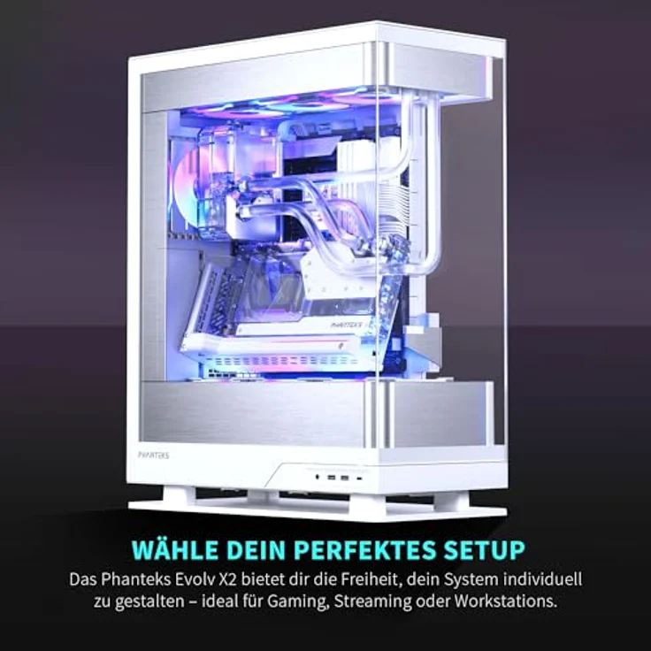 PHANTEKS Evolv X2 PC-Gehäuse, Midi-Tower, E-ATX, Tempered Glass, DRGB - weiß – Bild 2