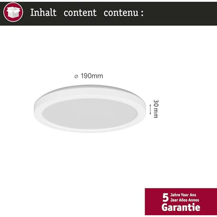 Paulmann Panel Atria Shine IP44 Sensor 11,2W 4000K 190mm Weiß Kunststoff Smarte Deckenbeleuchtung mit Bewegungsmelder – Bild 5