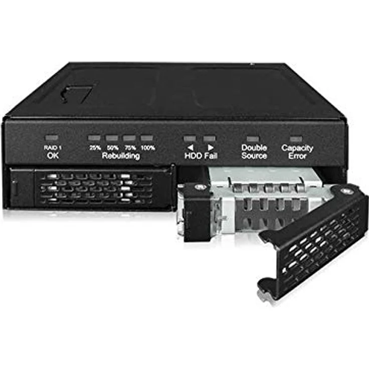 ICY DOCK RAID 1 / JBOD Wechselrahmen für zwei 2,5 Zoll SATA HDD/SSD in 1x 5,25 Zoll Schacht Vollmetall - ToughArmor RAID MB902SPR-B R1 - Unterstützt 2x 2,5" SATA HDD/SSD bis 15mm Höhe, Integriertes JMS562 Hardware RAID 1 / JBOD Chipset, Detaillierte Status-LEDs, Vollmetall-Konstruktion - Schwarz – Bild 5