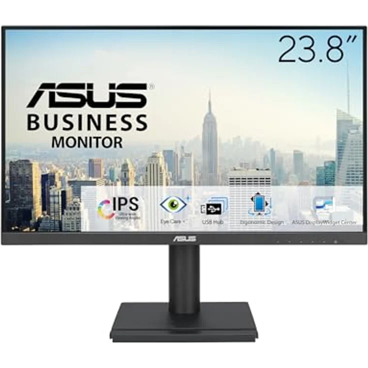 ASUS Business VA24DQFS - 24 Zoll Full HD Monitor - Rahmenlos, ergonomisch, Adaptive-Sync, EPEAT Gold - 100 Hz, 16:9 IPS Panel, 1920x1080 - DP, HDMI, D-Sub, USB Hub, Speaker - Schwarz – Bild 1