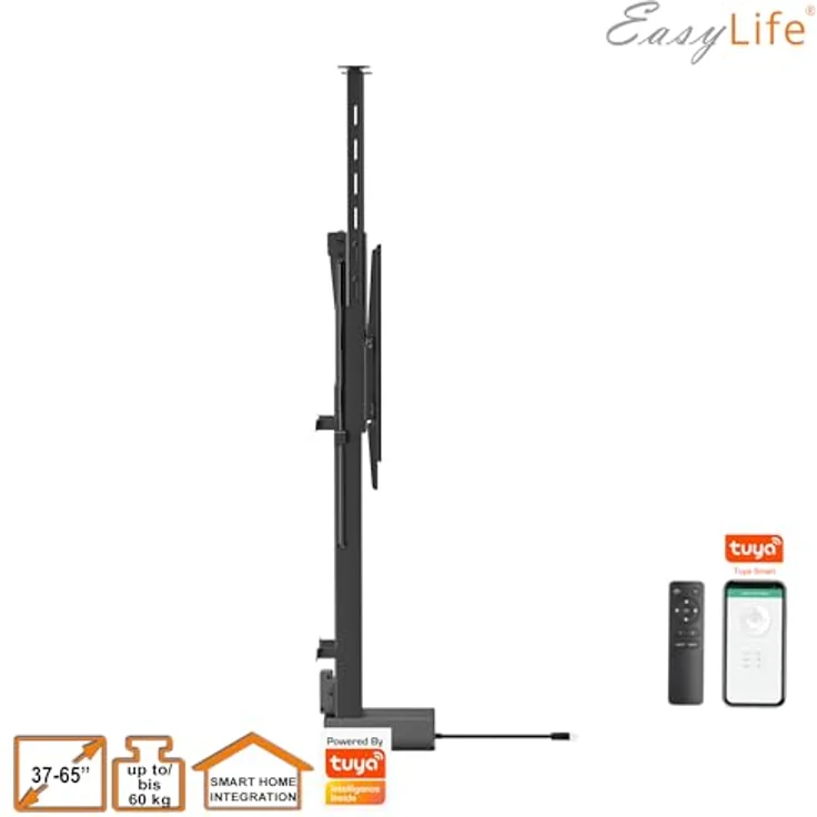 EasyLife EL-LM V2, motorisierter TV Lift mit Smart Home Funktion, elektrisch ausfahrbar & absenkbar, 37 bis 65 Zoll, VESA bis 600x400, schwarz – Bild 4