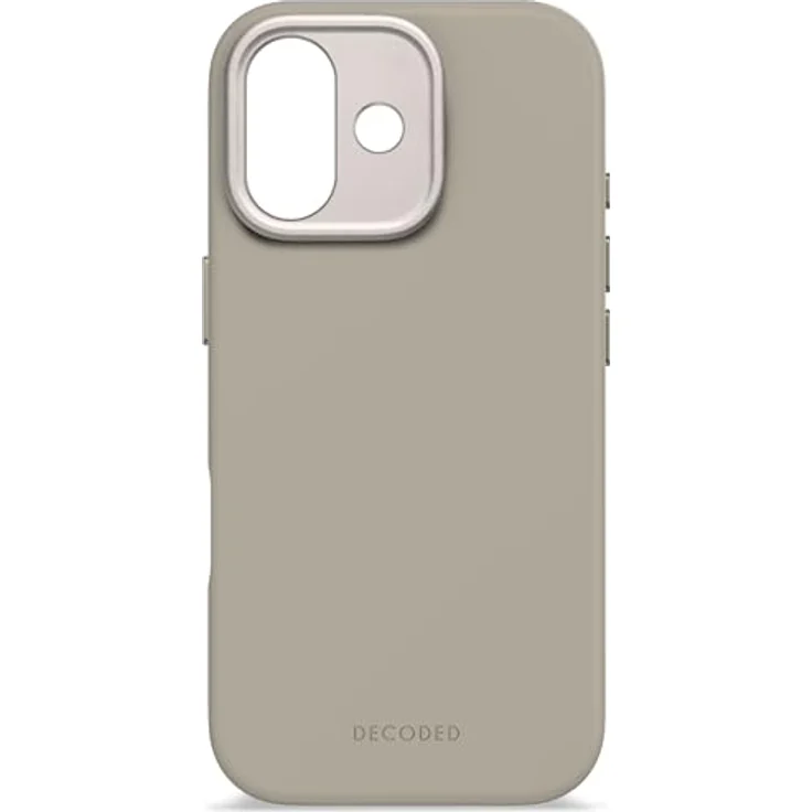 Decoded Silikonhülle für iPhone 17, Premium Soft-Touch, Antibakterielle Beschichtung, MagSafe Kompatibel, Fallschutz, Kratzfest, Metallknöpfe, Fester Griff, Hell Braun – Bild 5