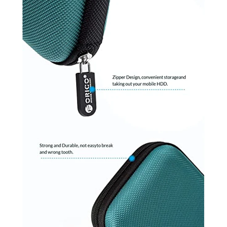 ORICO Festplattentasche Schutztasche Schutzbox EVA Wasserdicht Stoßsichere für 2,5 Zoll Externe Festplatten und SSD,Blau – Bild 6