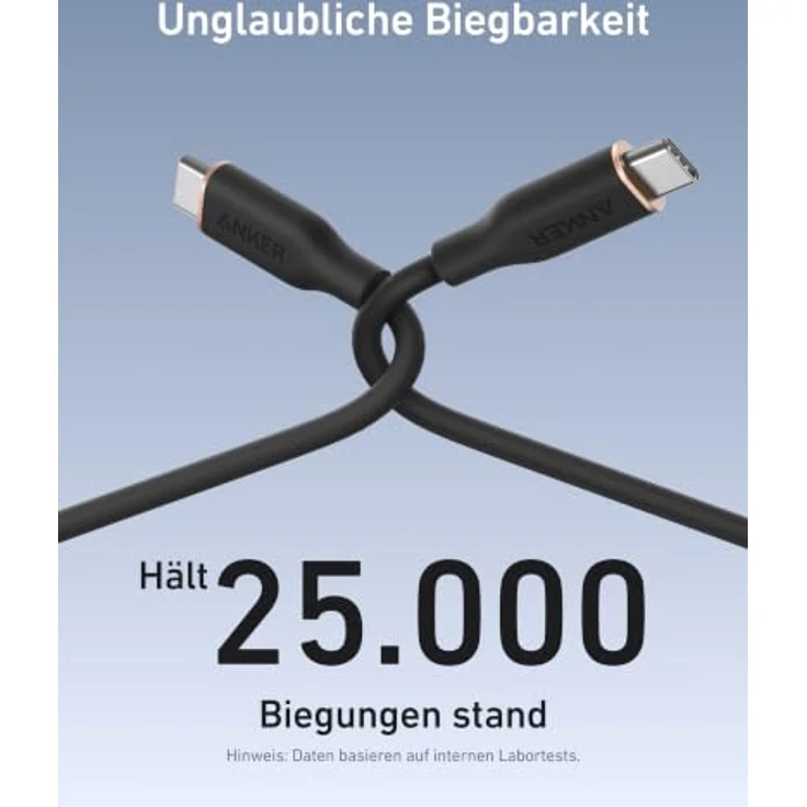 Anker 240W PowerLine III Flow USB C auf USB C Kabel, ultra-schnelles Laden, 2 Stück, 1,8m, Silikon – Bild 5
