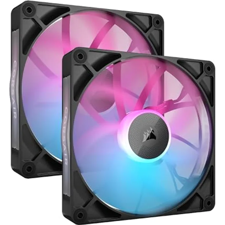 CORSAIR iCUE LINK RX140 RGB 140mm PWM-Lüfters mit iCUE LINK System Hub - Magnetisches Kuppellager - Dual Pack - Schwarz
