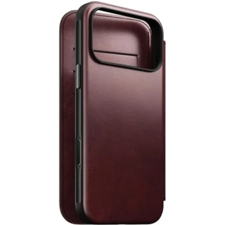 NOMAD Modern Leather Folio für iPhone 17 Pro Max, MagSafe-kompatible Schutzhülle aus Polycarbonat und hochwertigem Burgunder-Horween-Leder mit drei Kartenfächern und Bargeldfach – Bild 1