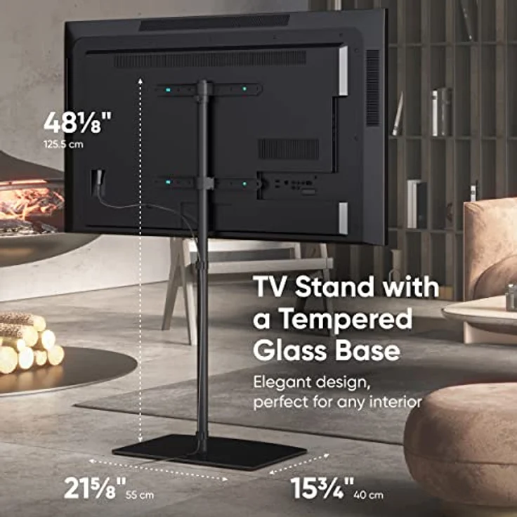 ONKRON TV Ständer höhenverstellbar - TV Bodenständer schwenkbar Schwarz für 30-60 LED Zoll bis zu 41kg Max VESA Standfuss 400x400 / TV Standfuß Fernseher – Bild 4