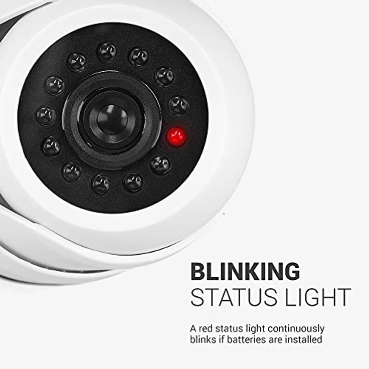 kwmobile 2X Dummy Kamera für Deckenunterbau - LED Licht - Dome Attrappe Set - täuschend echte Fake Security Camera in Weiß – Bild 5