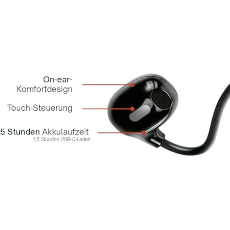 Grundig Wireless In Ear Kopfhörer mit Air Conduction, 5 Stunden Spielzeit, Bluetooth, USB Typ C, Freisprechen – Bild 3