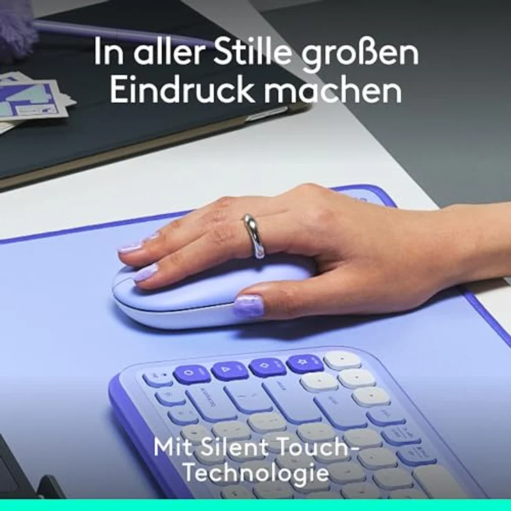 Logitech POP Mouse, kabellose Bluetooth-Maus mit programmierbaren Tasten und leisen Klicks, Easy-Switch für bis zu 3 Geräte - Lila – Bild 5