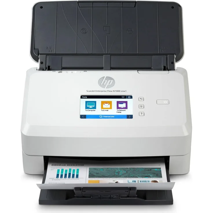 HP Scanjet Enterprise Flow N7000, Hochleistungs-Dokumentenscanner A4, 6000 Seiten/Tag, 70 ppm Schwarzweiß, 40 ppm Farbe, Weiß