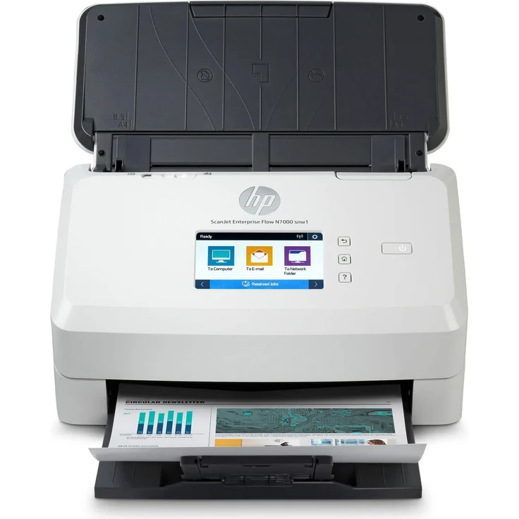 HP Scanjet Enterprise Flow N7000, Hochleistungs-Dokumentenscanner A4, 6000 Seiten/Tag, 70 ppm Schwarzweiß, 40 ppm Farbe, Weiß