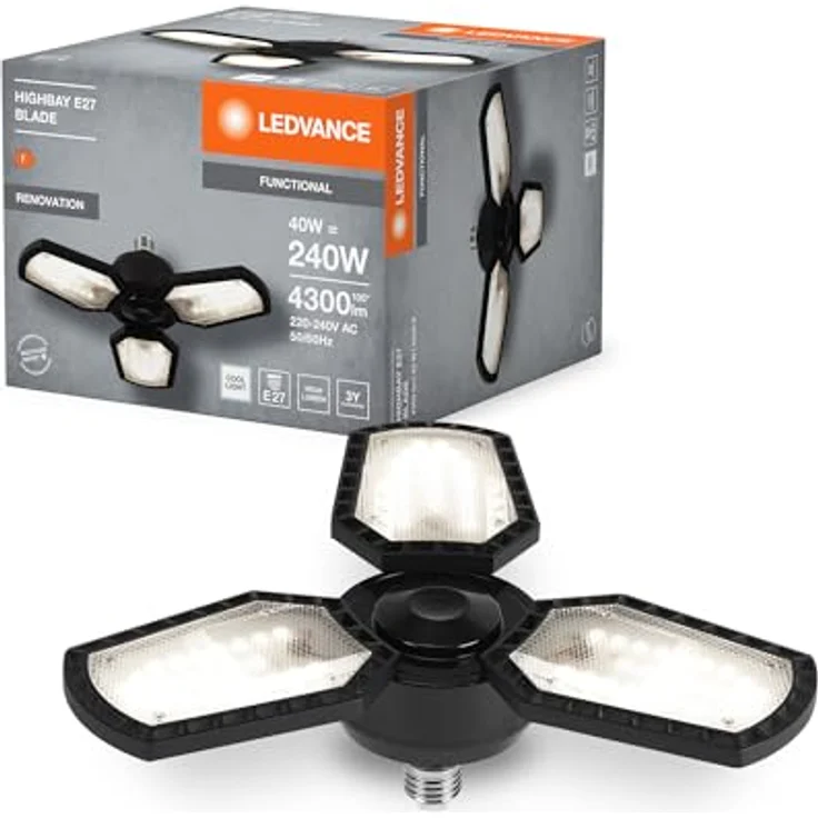Ledvance Highbay Blade Schwarz, 40W, 4300 lm, 4000K, E27, 337.50 mm, 45W – Bild 1