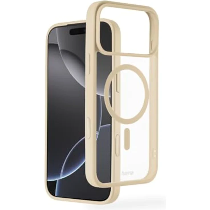 Hama Handyhülle für iPhone 17 Pro Max, MagSafe, magnetisches Case mit Kantenschutz, Kameraschutz, Anti-Rutsch-Oberfläche, durchsichtig/beige – Bild 1