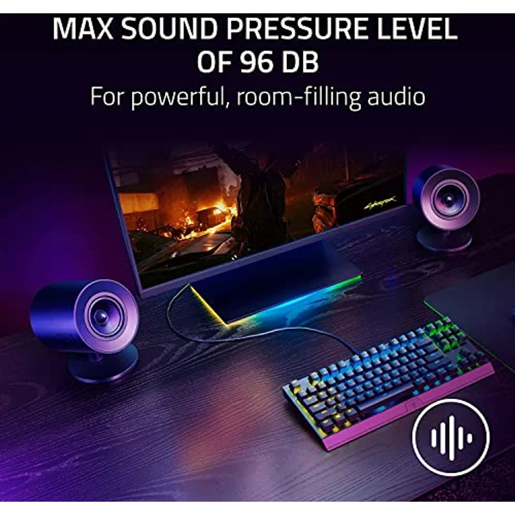 Razer Nommo V2 X - Full-Range-2.0-Gaming-Lautsprecher für PC (Zwei 3-Zoll-Full-Range-Treiber, THX Spatial Audio, Max. Schalldruck 96 dB, Plattformübergreifende Kompatibilität) Schwarz – Bild 4