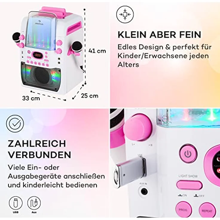Auna Karaokeanlage Maschine Set Lichtshow Wasserfontäne Bluetooth – Bild 7