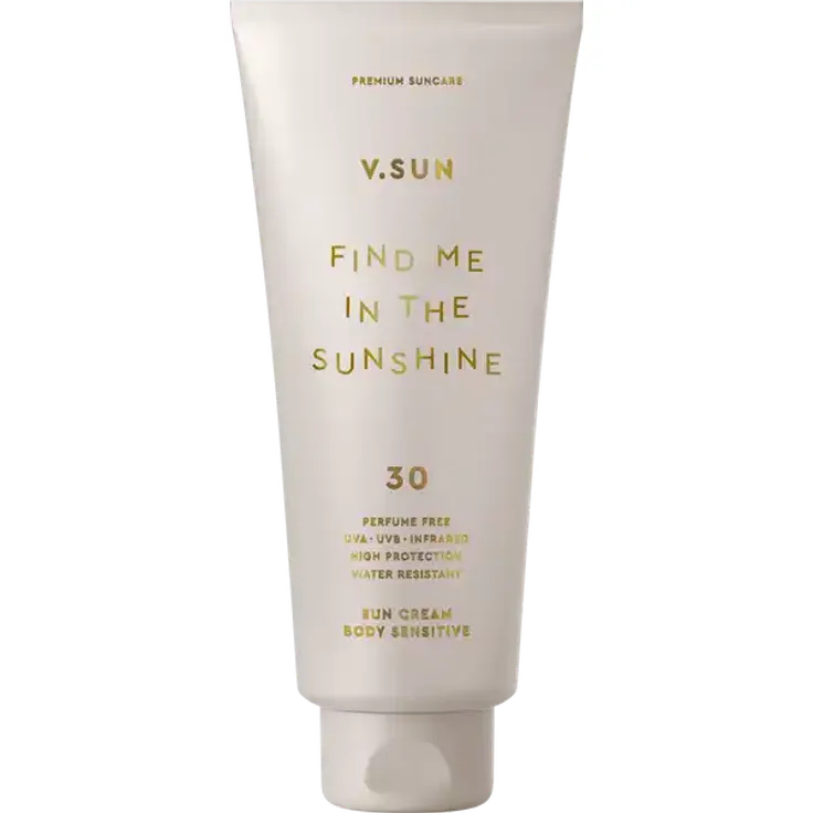 V.SUN Sensitive Sun Cream Body LSF 30 – Parfumfrei, vegan, korallenfreundlich, mit Ectoin & Vitamin E, 200 ml