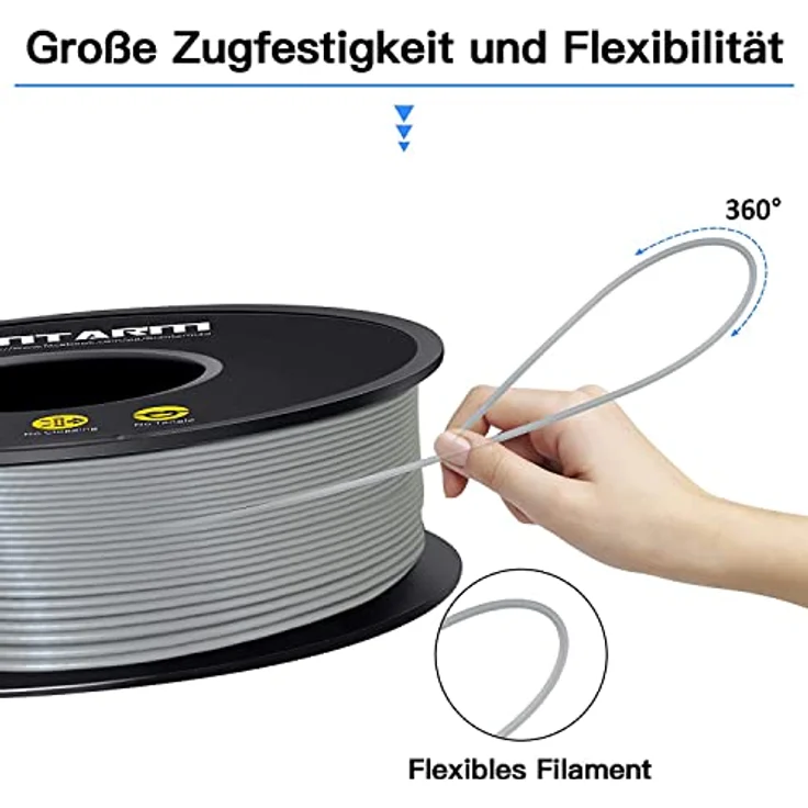 GIANTARM PLA Filament 1.75mm, 1kg 3D Druckmaterial, Grau, Maßgenauigkeit +/- 0,02mm, umweltfreundlich – Bild 4