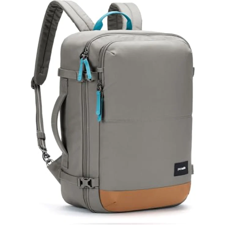 Pacsafe GO 34l, Notebook Rucksack aus recyceltem Polyester mit abschließbarem Hauptfach, Farbe Stone – Bild 13