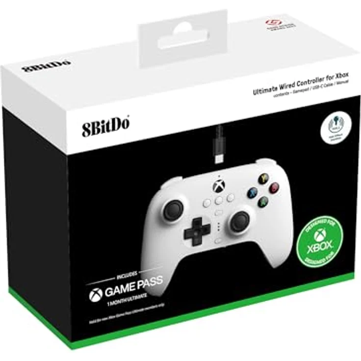 8bitdo Ultimate Controller, kabelgebunden mit Hall-Effekt-Joysticks für Xbox und PC, Weiss – Bild 4