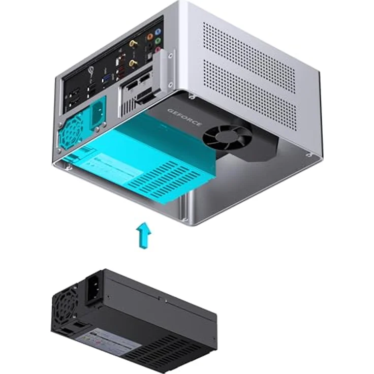 Jonsbo NV10 Mini-ITX PC Gehäuse, silber, handlicher Mini-Tower für ITX Mainboards, GPU bis 190 mm, CPU-Kühler bis 38 mm – Bild 9