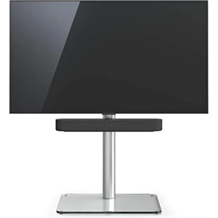 TV-Stand Spectral Just-Racks TV610SP mit Glasboden in Klarglas und Universal Soundbar Ablage
