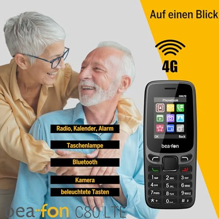 Beafon Bea-Fon C80 4G Black Unlocked, Seniorenhandy mit klarer Design und hochwertigen Funktionen – Bild 5