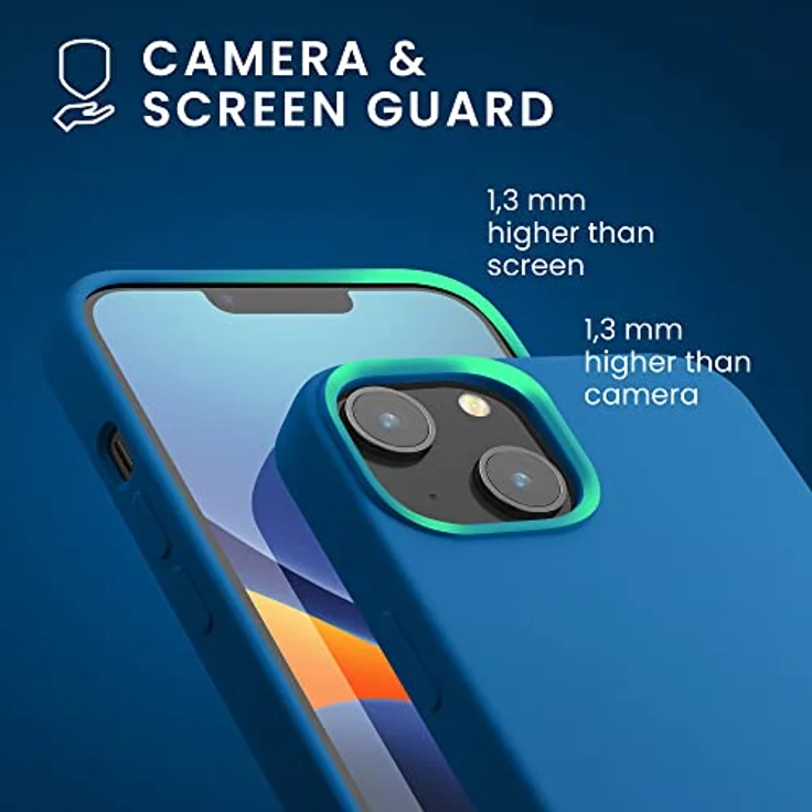 kwmobile Handyhülle für iPhone 14 - Silikon Case in Blue Reef, kabelloses Laden, stoßfest und rutschfest – Bild 5
