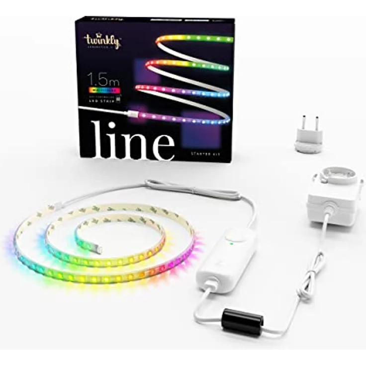 Twinkly Line – Starter Kit App-gesteuertes Selbstklebendes + Magnetisches LED-Lichtband mit RGB (16 Millionen Farben) LEDs. Ausziehbar. 1,5 Meter. Weißer Streifen. Innen Smart Home Dekoration Licht - Preisvergleich – Bild 2