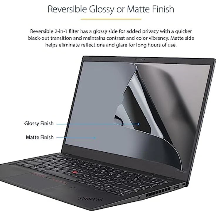 StarTech.com 13,3 Zoll Laptop Sichtschutzfolie - Blickschutzfilter/Spionfolie für Widescreen (16:9) - Laptop Anti-Spy/Blaulichtfilter mit 51% Blaulichtreduzierung - matt/glänzend (133L-PRIVACY-SCREEN) – Bild 3