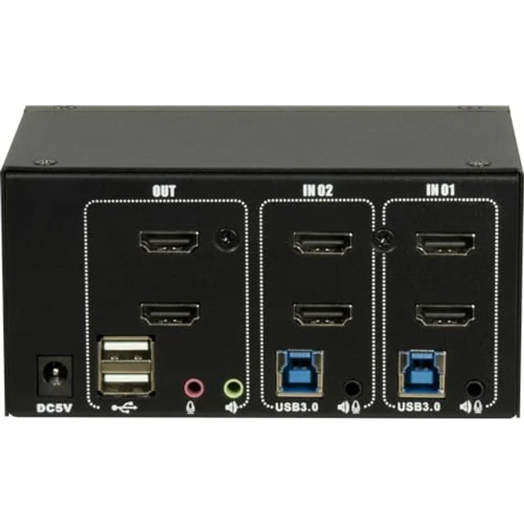 Intertech IPC KVM Switch AS-22HUS, 2-Port KVM Switch mit 4K@60Hz Auflösung, Schwarz – Bild 2