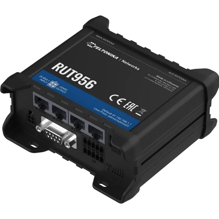 Teltonika RUT956, Industrierouter mit Mobilfunk- und Wi-Fi-Konnektivität, schwarz