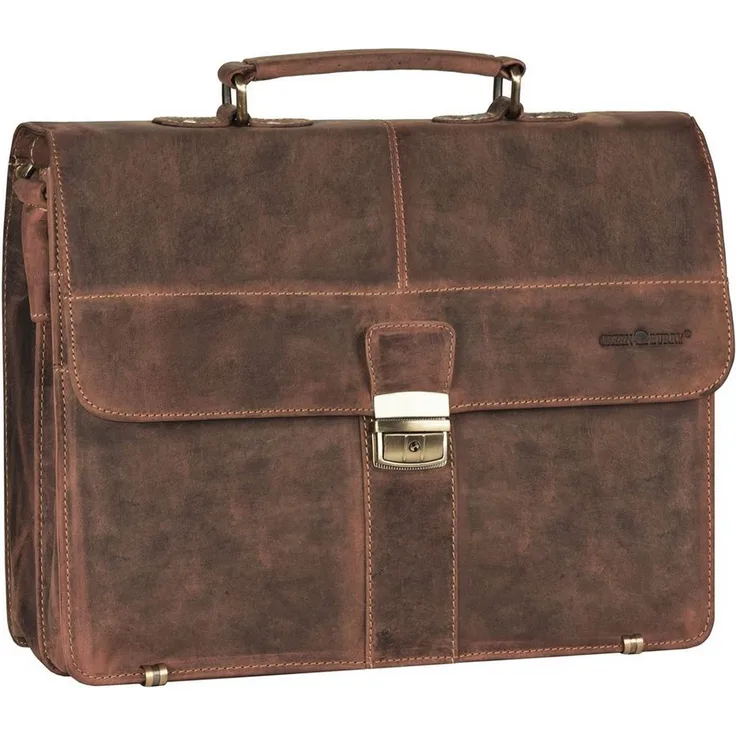 Greenburry Aktentasche Vintage, Leder - Eleganter Vintage-Stil mit 2 Hauptfächern, Reißverschlussfächern und A4-Fach - Preisvergleich